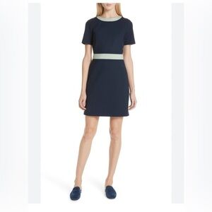 Tory Burch | Color-Block Ponte Sheath Dress in Navy/Green Size Large